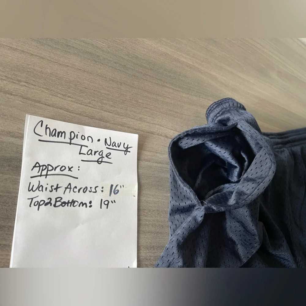 Champion Navy Blue Athletic Shorts - Size Large - Picture 2 of 8